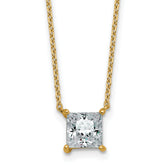 14k 1 1/2 carat Certified Lab Grown Diamond VS+ F+ Princess Complete Four Prong 18 inch Pendant Necklace